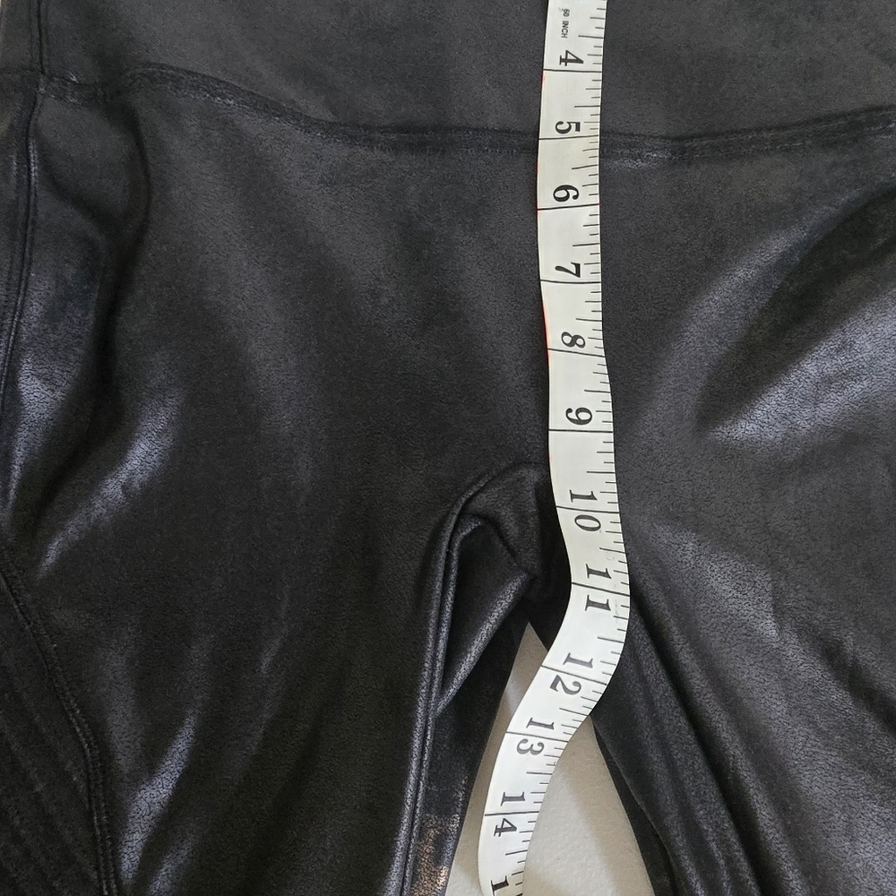 Spanx 2 Pair Black and Leopard Faux Leather Biker Shorts - Picture 9 of 15